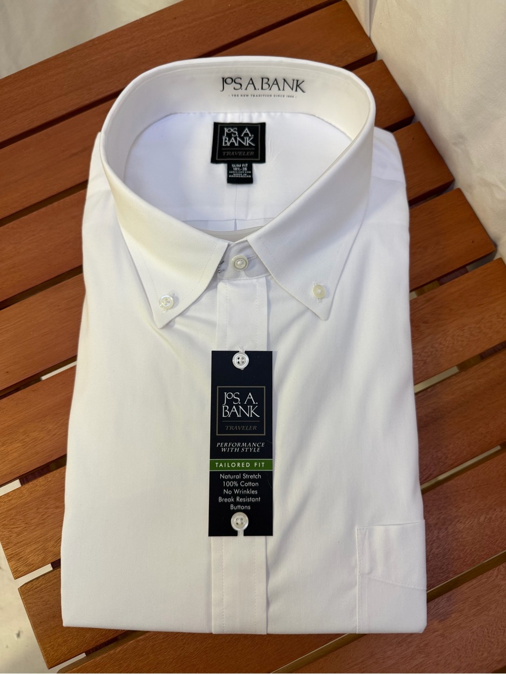 NWT Jos. A. Bank White Men's Tailored Fit Button-Down Dress Shirt